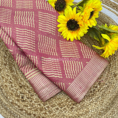 Semi Tussar Silk -Peachish pink Shade - VVSTS007