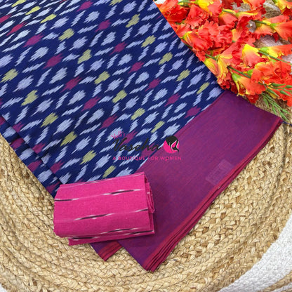 Ikkat Mercerised Cotton Saree - Single Ikkat - VVIKS001