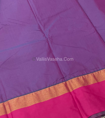 Semi Silk Saree - Plus Design Style - Contrast Pallu & Blouse or Running Pallu & Blouse - VVSS004