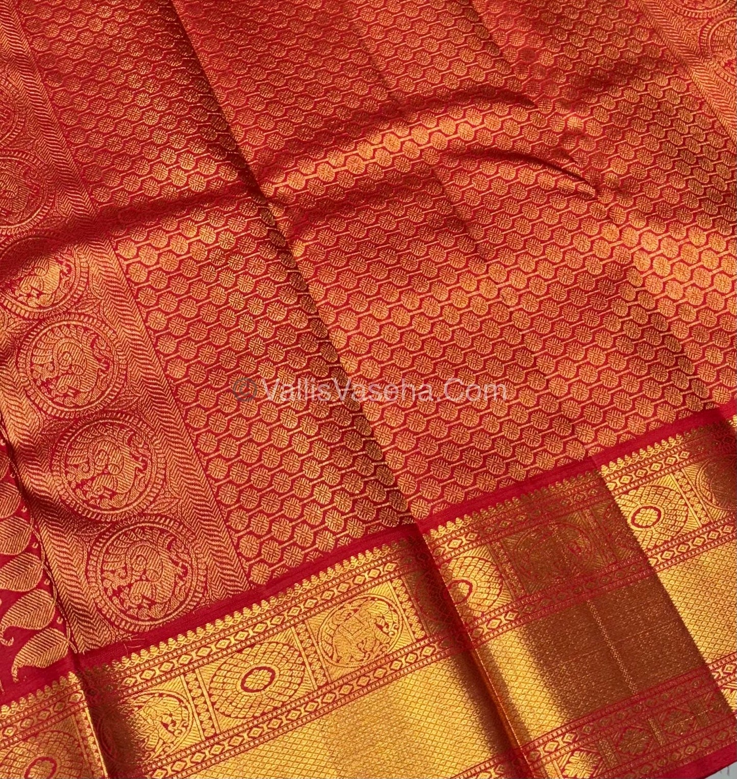 Pure Vintage Korvai Kanchipuram Silk Saree - Blue & Red Combo - VVPS021