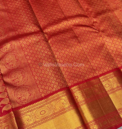Pure Vintage Korvai Kanchipuram Silk Saree - Blue & Red Combo - VVPS021