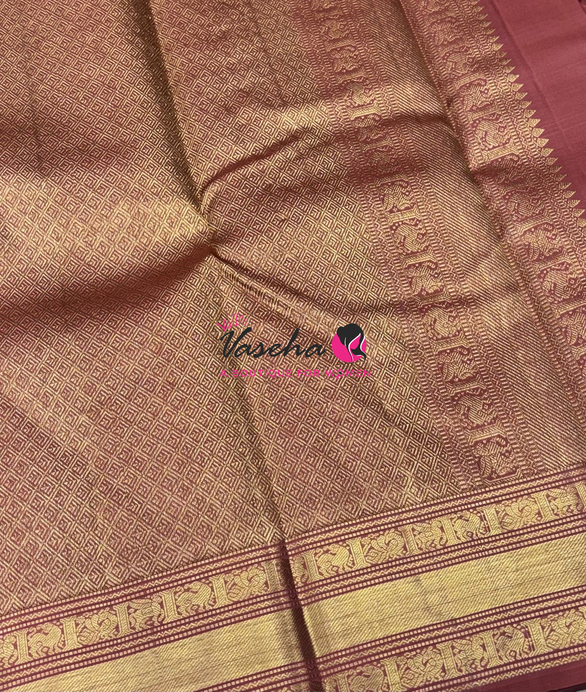 Pure Kanchipuram Silk Saree - Peach Shade - VVPS025