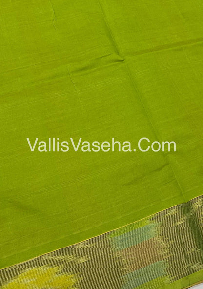 Semi Silk Cotton Saree - Red  & Green  - VVSSC001