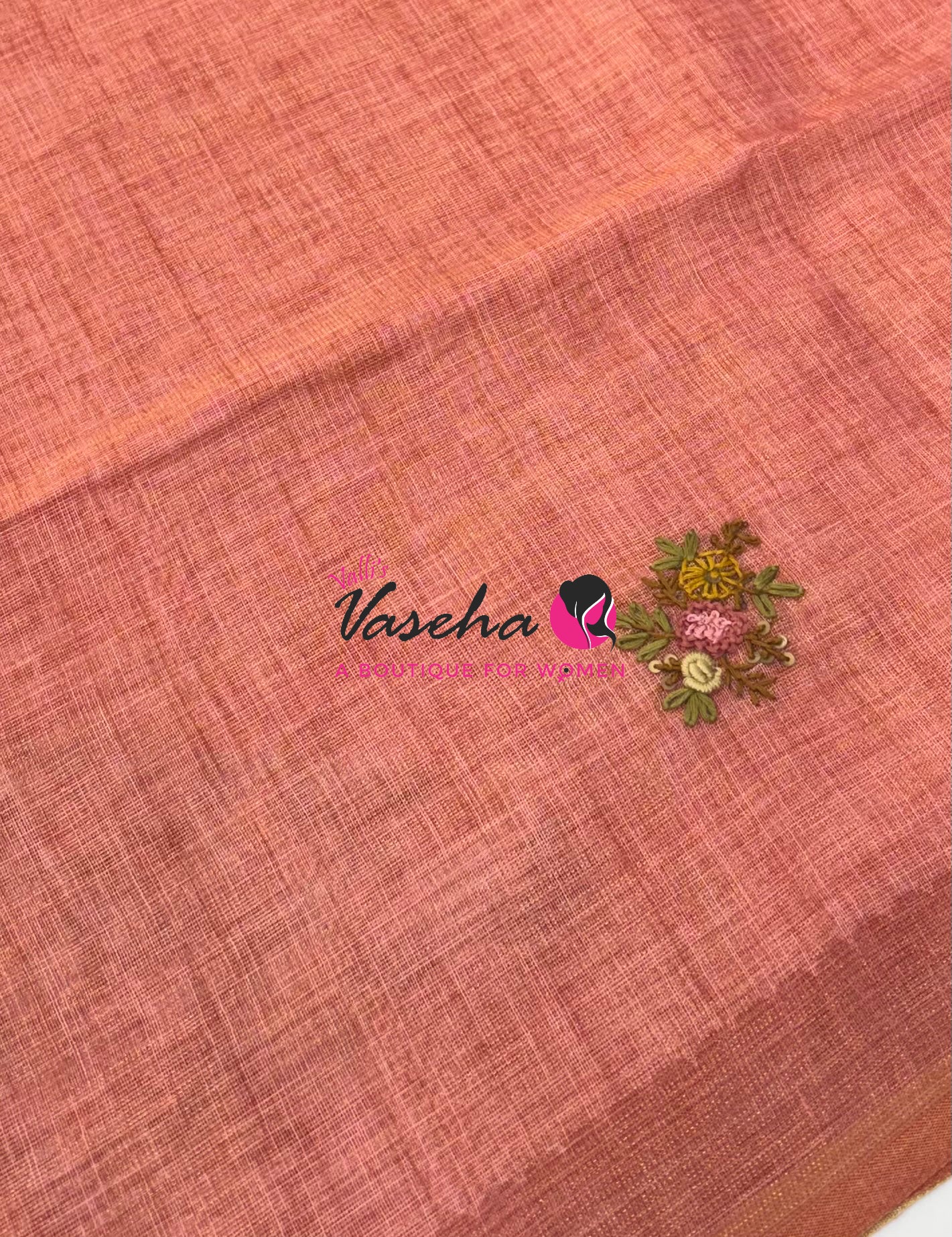 French Knot - Linen Tissue Saree  - Heavy Work Blouse - VVLFN020