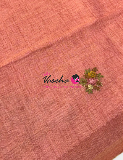 French Knot - Linen Tissue Saree  - Heavy Work Blouse - VVLFN020