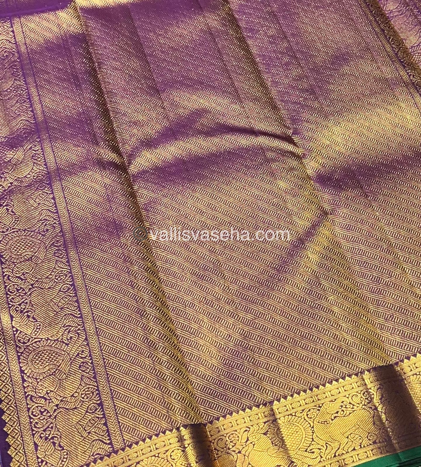 Pure Kanchipuram Silk Saree - Blue & Purple Shade  - VVPS022
