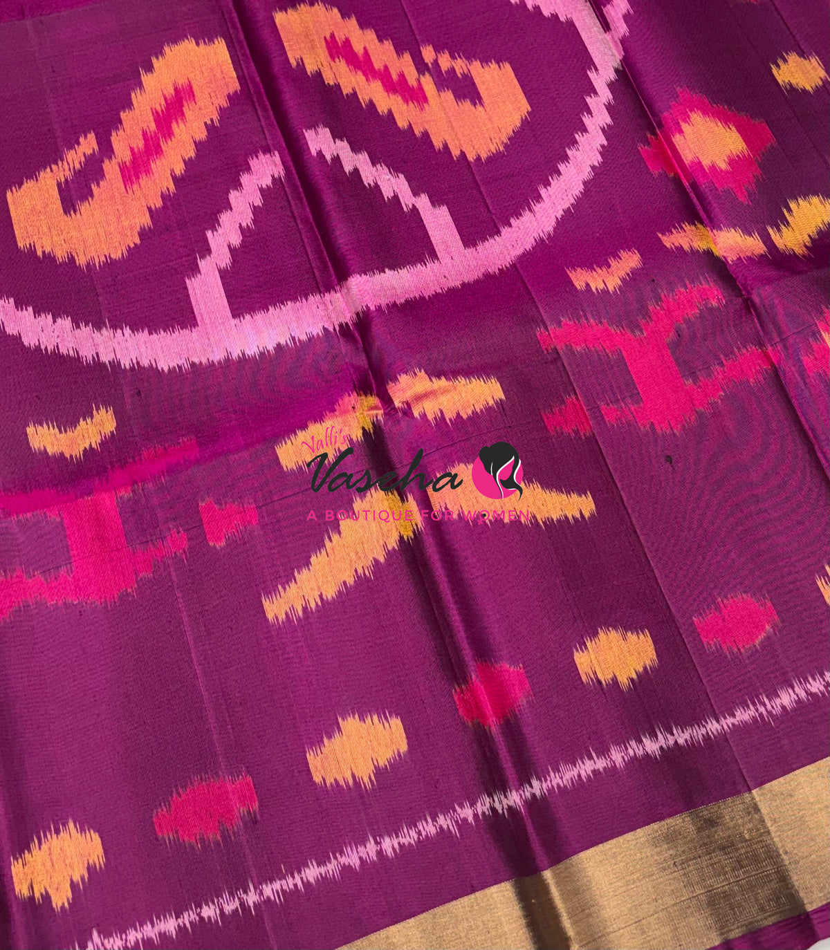 Pure Soft Silk Saree  - Pochampally Weaving - Greyish Blue & Purple Combo - VVPSS110