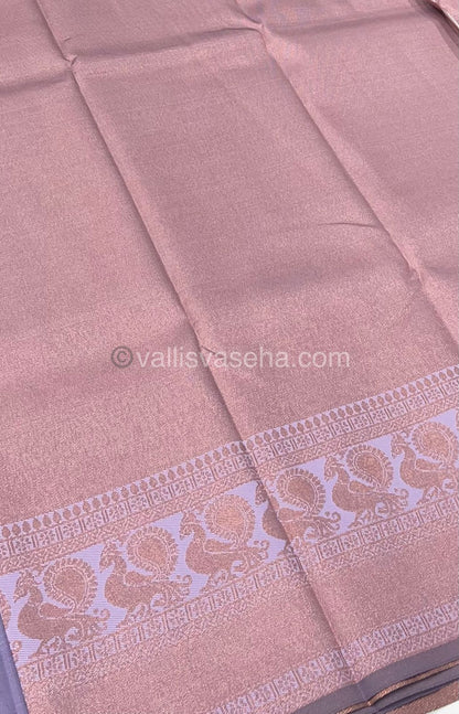 Semi Silk Saree - Kanchi Semi Silk Style - Peacock Border - VVSSS006