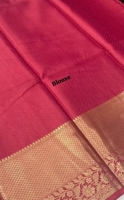 Banarasi - Kathan Silk Saree - Pinkish Red shade - VVBKS001