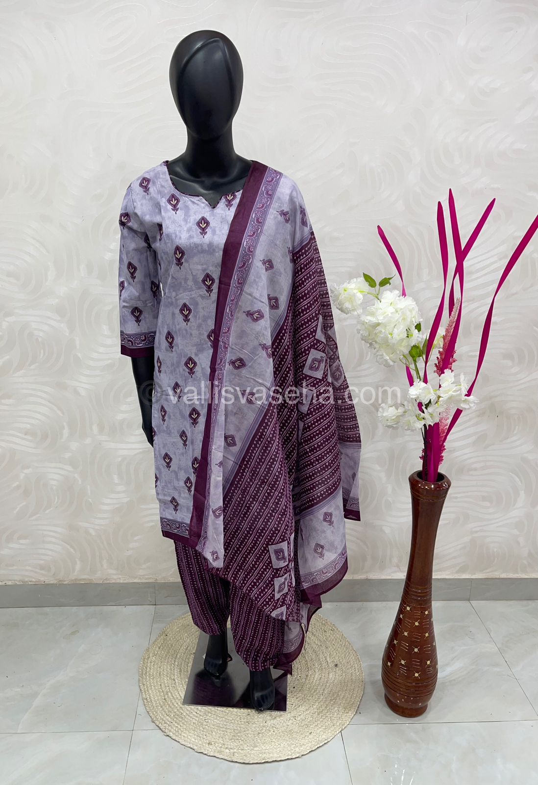 Ready Made - Semi Patiyala 3(pc) Set - Printed Cotton - VVRSP001