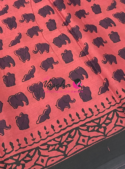 Pure Soft Mul Mul Cotton Sarees - Hand Block Prints - VVMMC011