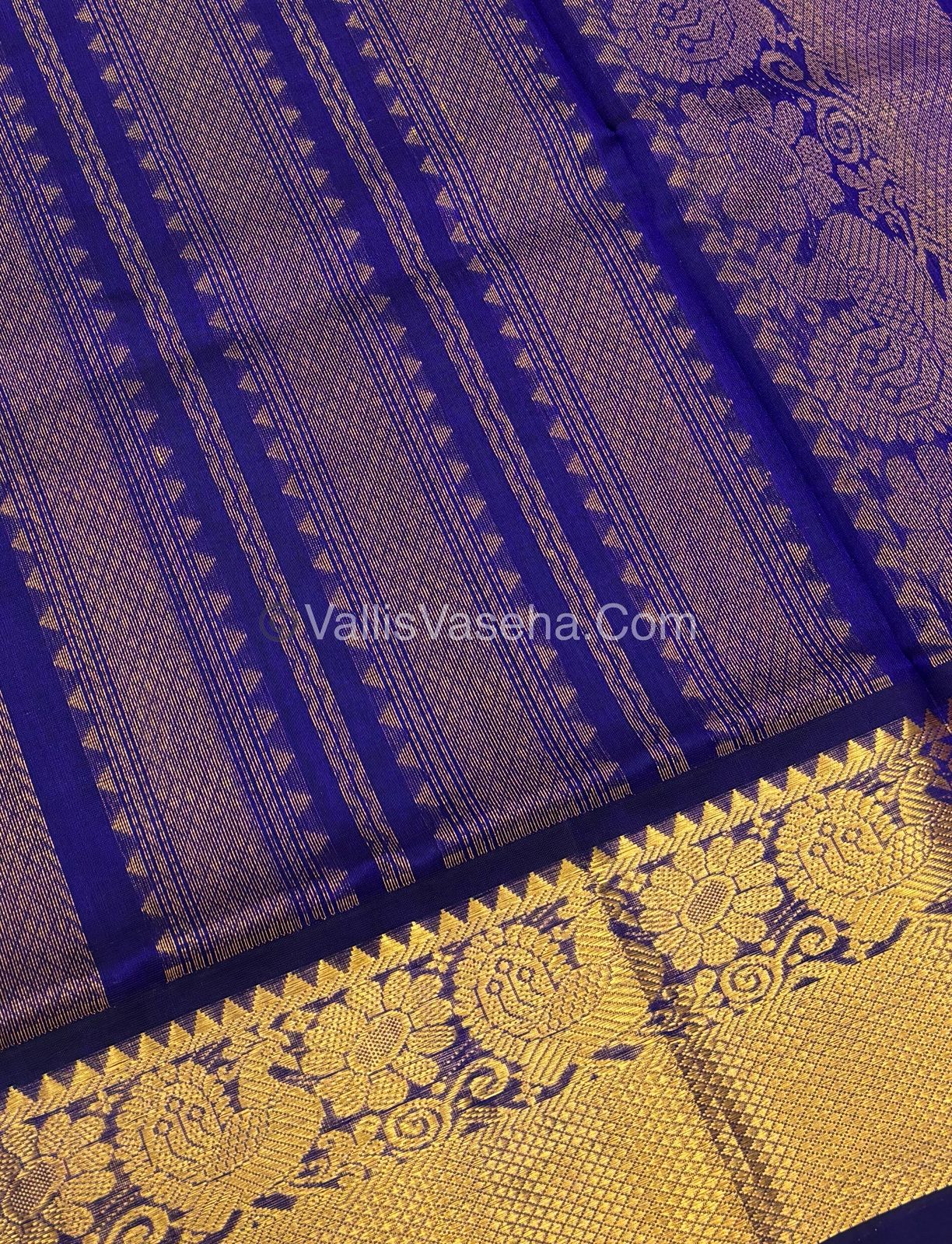 Pure Korvai Silk Cotton - Checks Pattern - Blue Shade  - VVKSC031