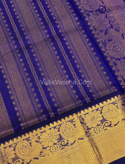 Pure Korvai Silk Cotton - Checks Pattern - Blue Shade  - VVKSC031