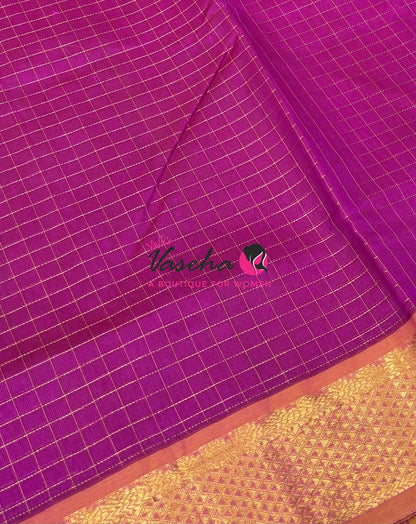 Pure Silk Cotton Saree - Zari Checks - VVCSC001