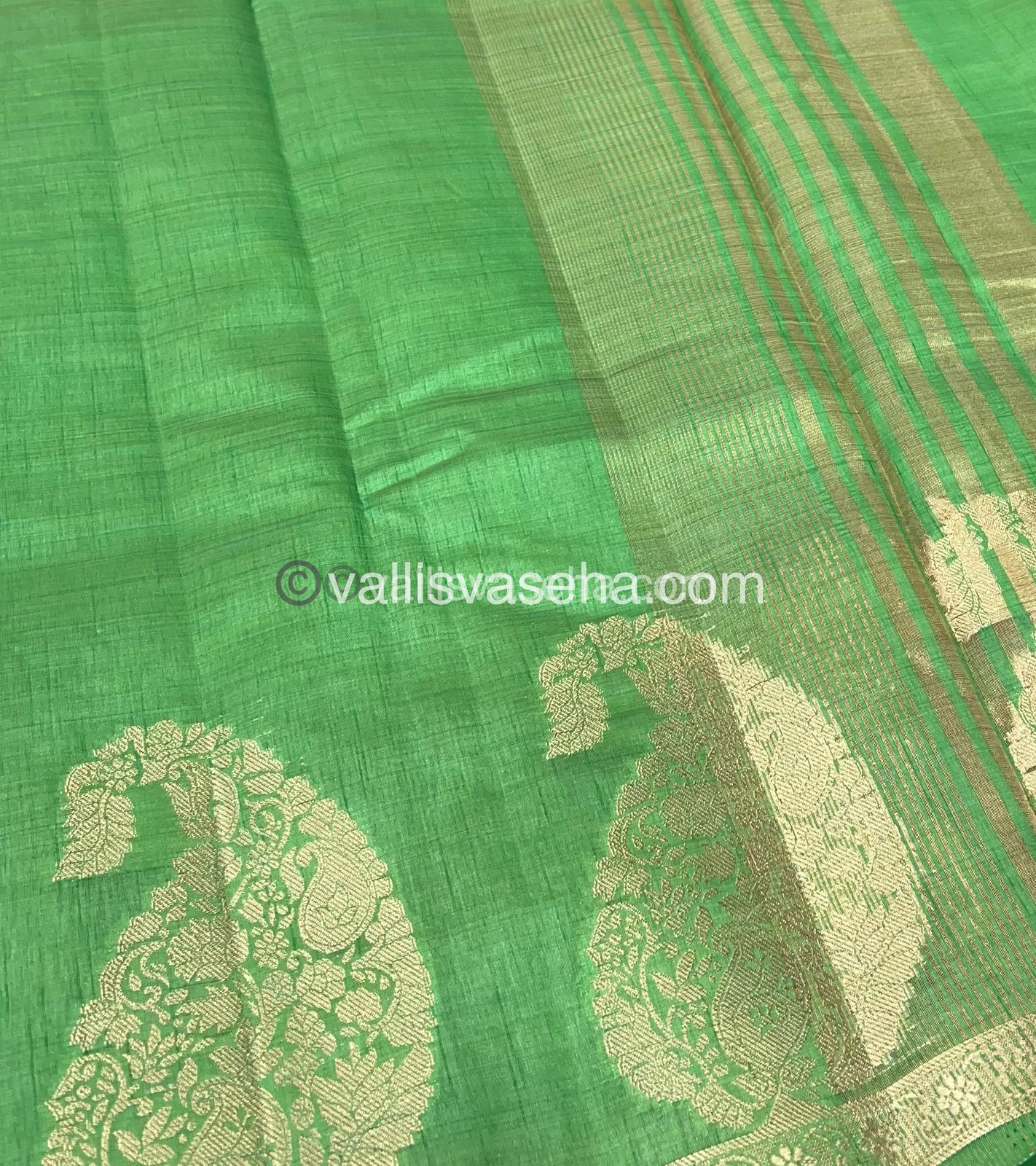 Semi Tussar Silk - Pastel Pista Green - VVSTS002