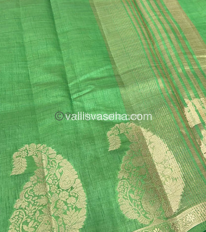 Semi Tussar Silk - Pastel Pista Green - VVSTS002