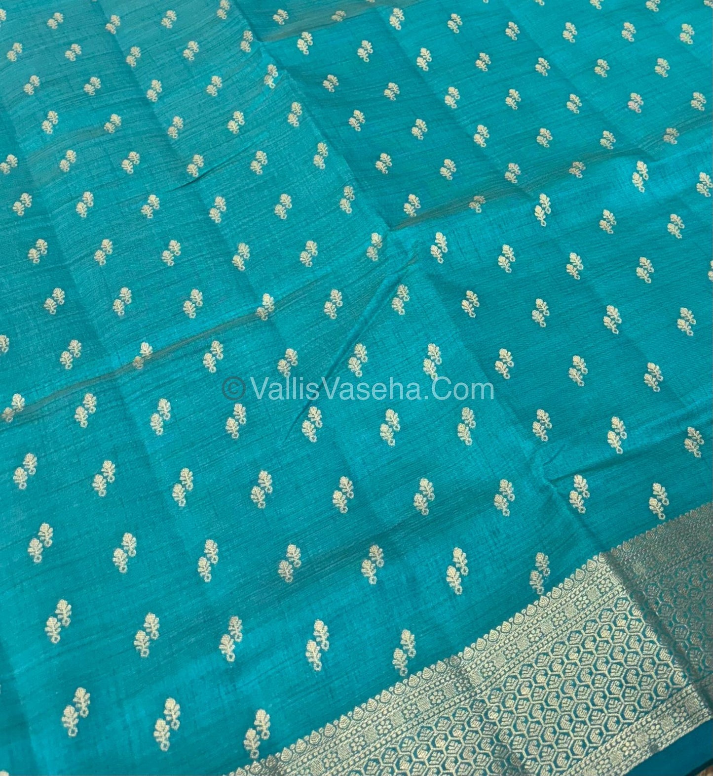 Semi Tussar Silk - Grand Pallu  - Ramar Blue Shade - VVSTS021