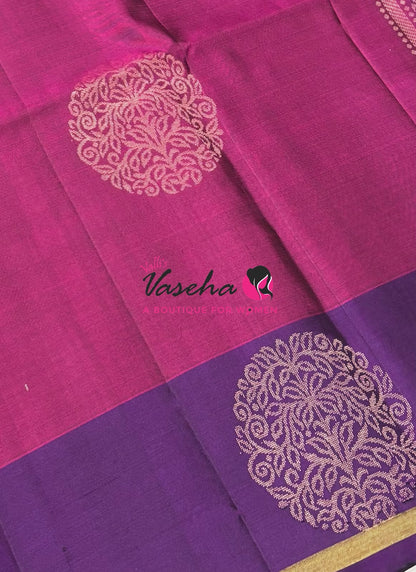Pure Soft Silk Saree - Pink & Purple - VVPSS091