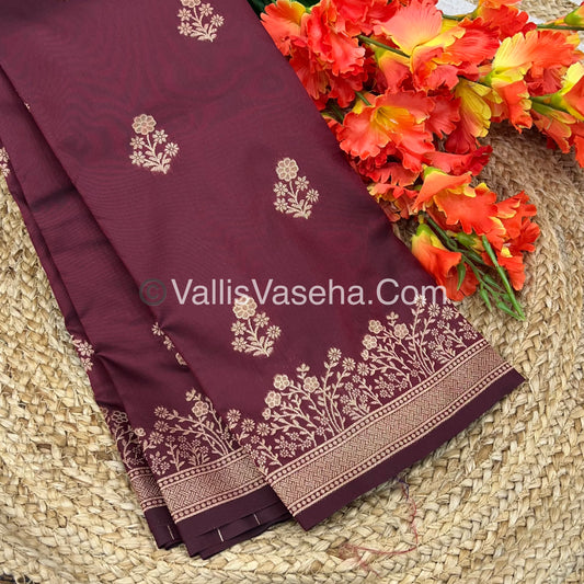 Semi Soft Silk with Border - Maroon Shade -VVSSS013