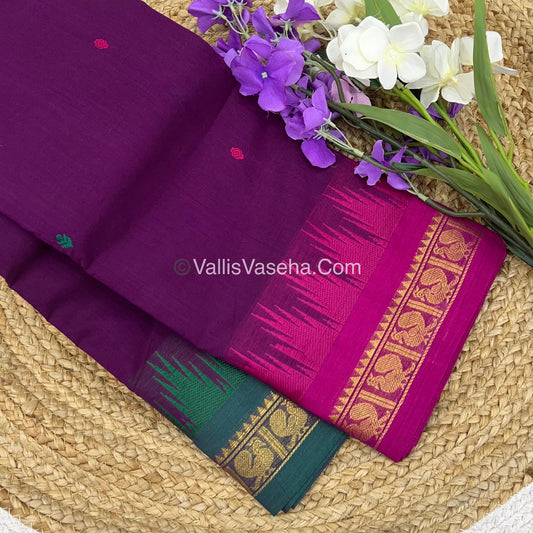 Kanchi Cotton Saree - Butta Design With Ganga Jamuna Border VVKCS008