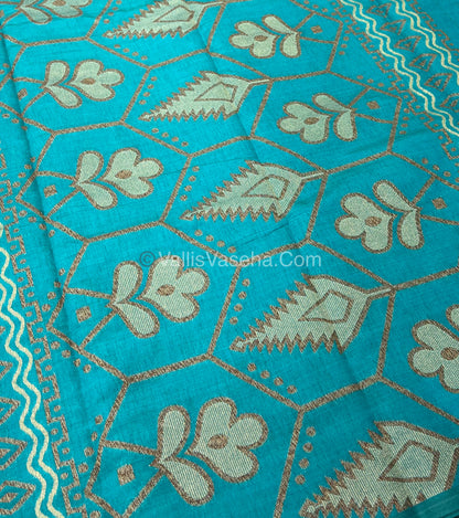 Cherry Tussar - Semi Tussar Silk - Blue Shade - VVSTS009