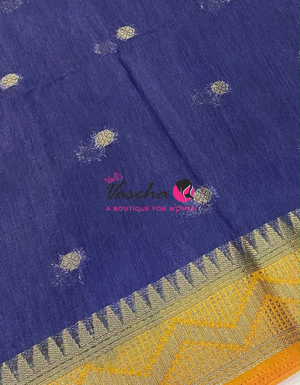 Semi Jute Silk Saree - Green With Yellow Shade- VVSJS002