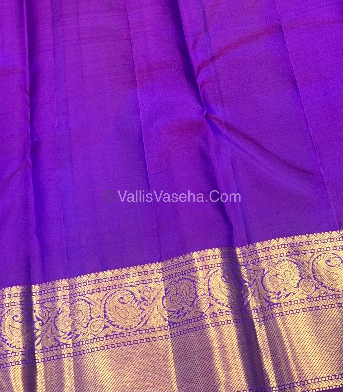 Pure Kanchipuram Bridal Silk Saree - Embossed Design - Purple Shade  - VVPS023
