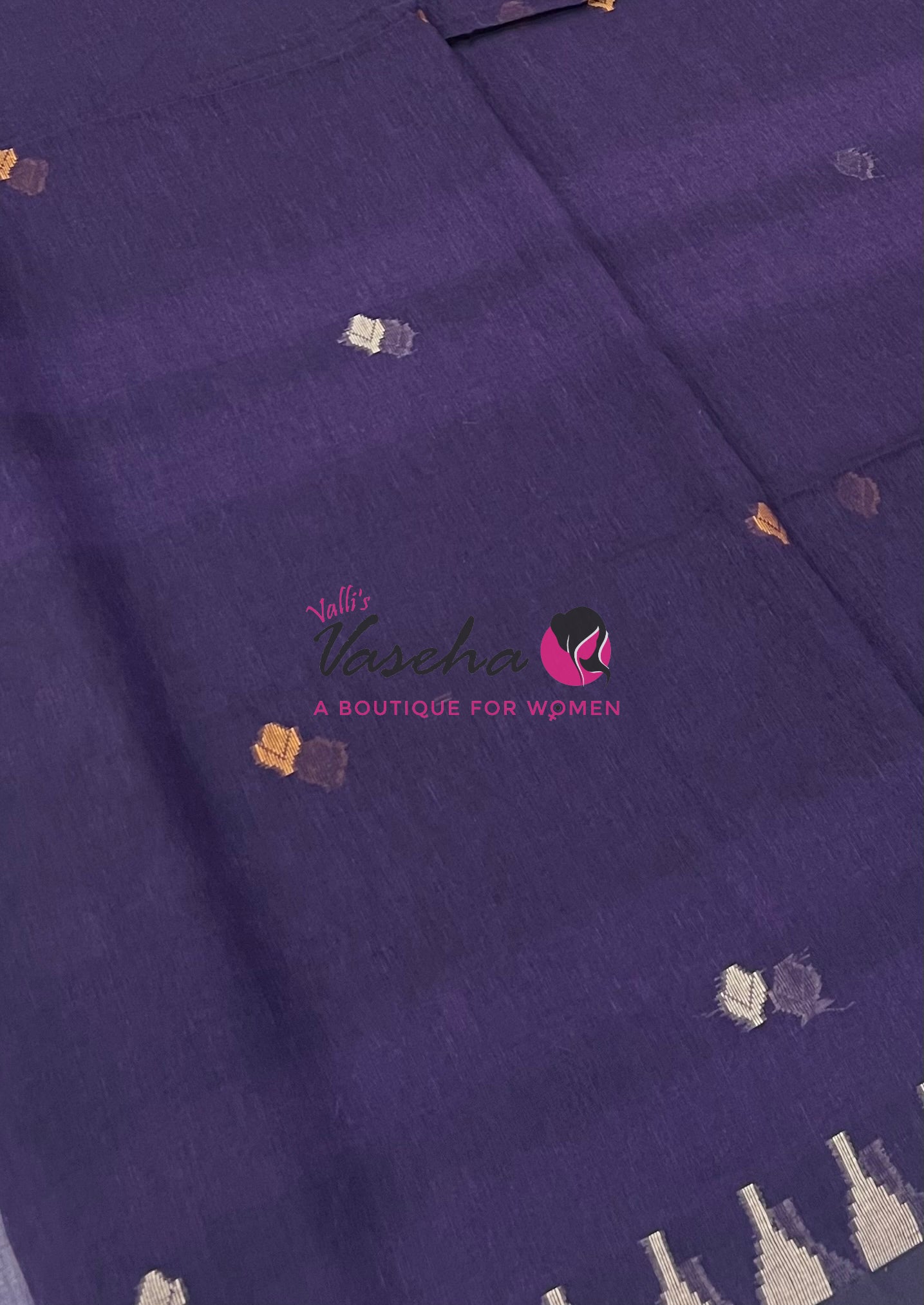 Bengal Kaddhi Cotton Saree | VVBKC001 |Violetish Purple