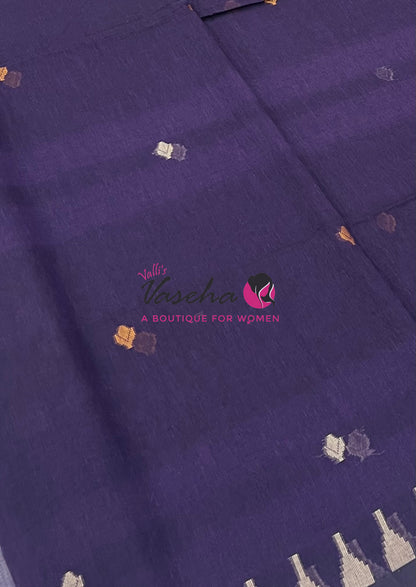 Bengal Kaddhi Cotton Saree | VVBKC001 |Violetish Purple
