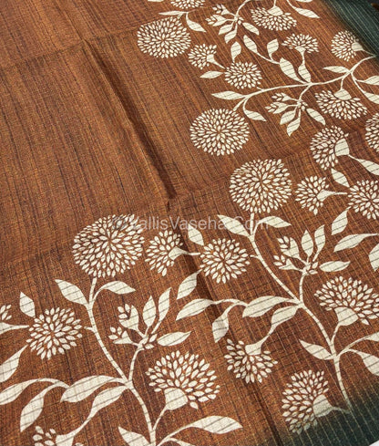 Art Tussar / Art Silk - Brown & Green  Shade - VVATS002