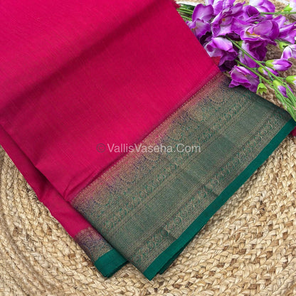 Bamboo Silk Saree -   Pink with Green Shade - VVBSS009