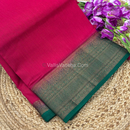 Bamboo Silk Saree -   Pink with Green Shade - VVBSS009