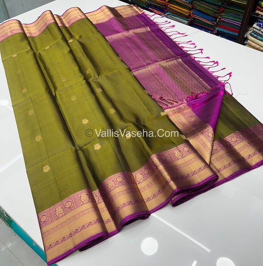Pure Soft Silk Saree - Green & Purple Pink  Combo - VVPSS048