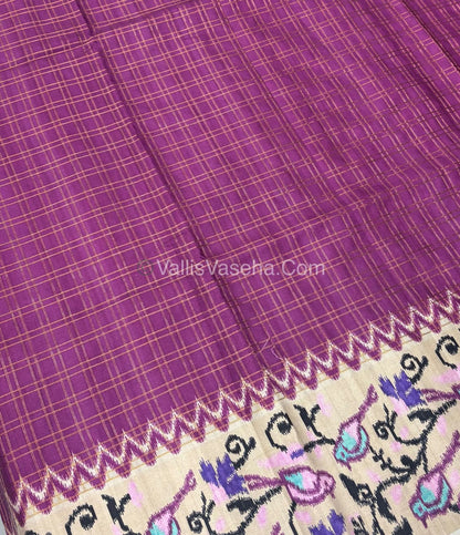 Semi Tussar Silk - Dark Onion Pink With Cream Shade  - VVSTS039