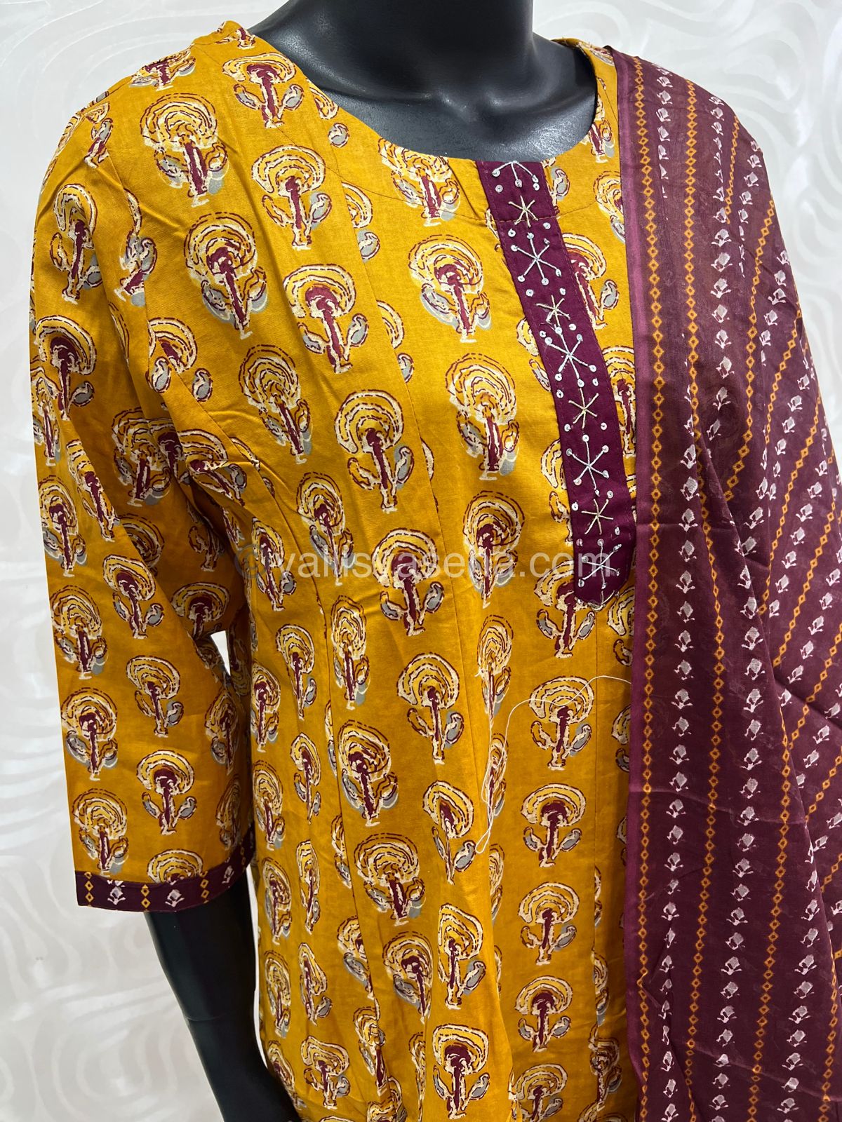 (Ready Made - Anarkali - Salwar, Kameez & Duppatta(3pc)- Printed Cotton - VVAS003