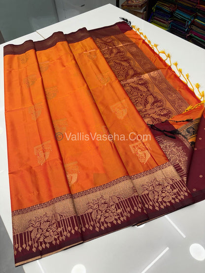 Semi Soft Silk - Orange With Brown Shade -VVSSS030 - 8