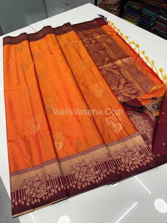 Semi Soft Silk - Orange With Brown Shade -VVSSS030 - 8