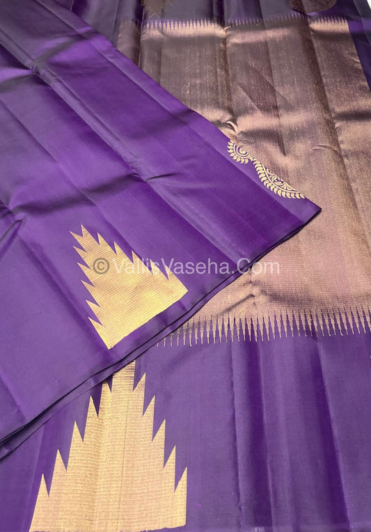 Pure Soft Silk Saree - Jothika Hit design - Dark Purple - VVPSS005