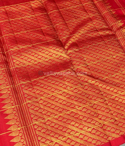 Pure Kanchipuram Silk Saree - Pazhum Pazhamum Checks - VVPS017