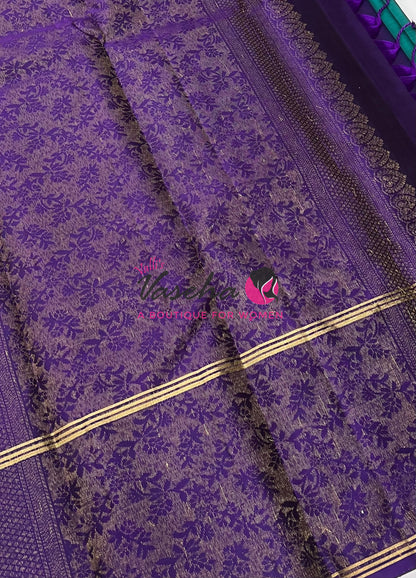 Half Mix - Pure Soft Silk Saree - Long Retta Petta Border with Butta - VVPSS084