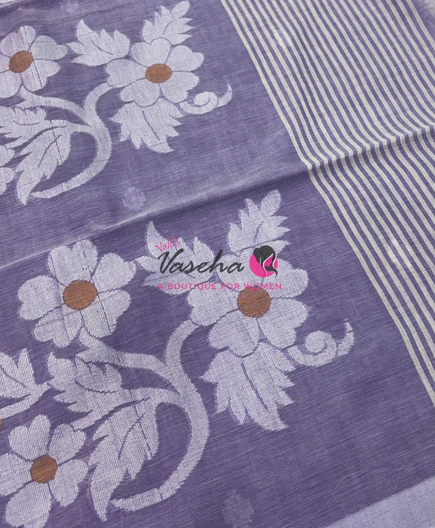 Bengal Kaddhi Cotton Saree | VVBKC002 | Lavender Shade