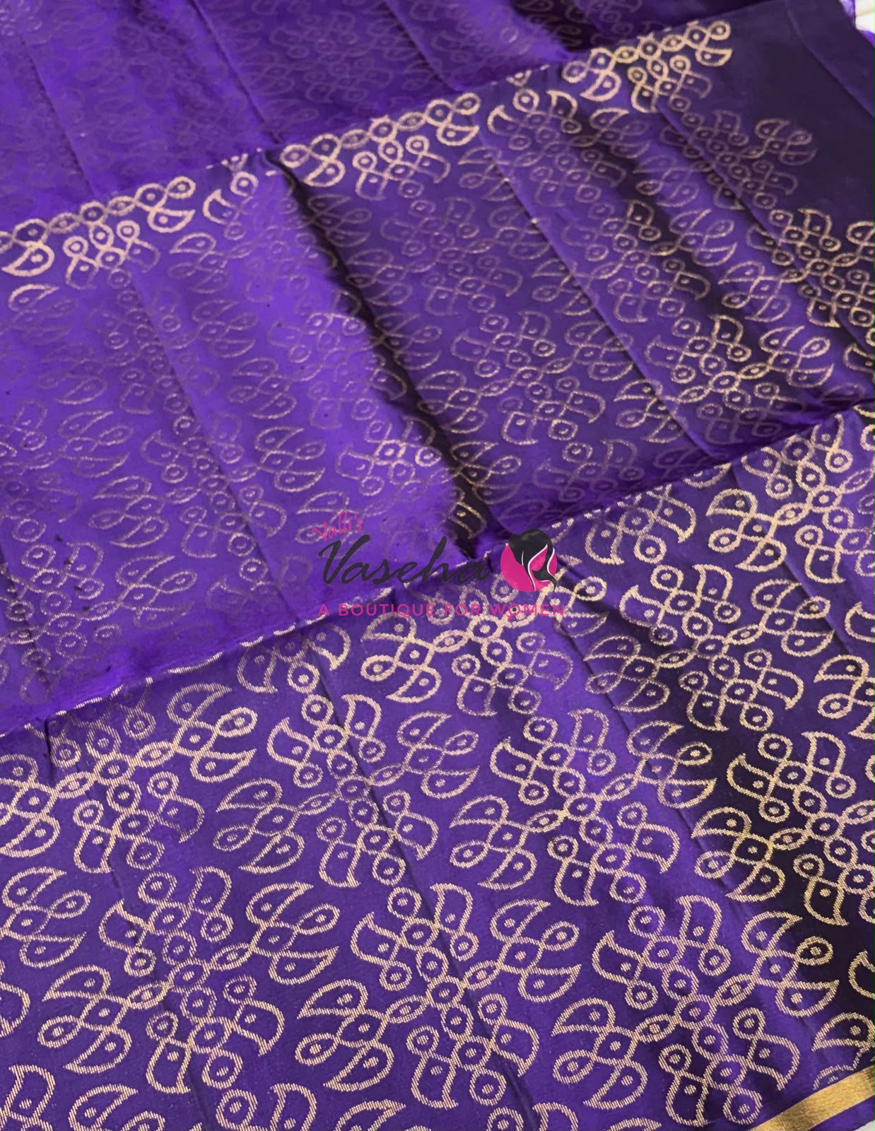 Half Mixed Soft Silk Saree - Kolam Design - Purple Shade - VVPSS077