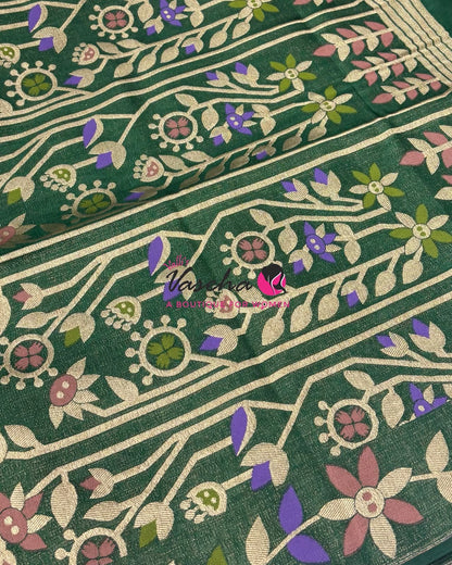 Banarasi - Heritage Meenakari Silk - Green Shade - VVBHS016