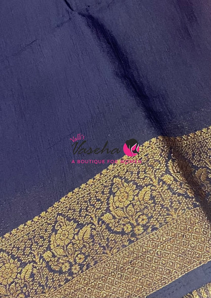 Semi Jute Silk Saree - Pink With Blue Shade- VVSJS001