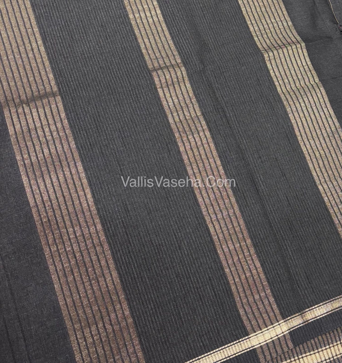 Semi Tussar Silk  - Black Shade - VVSTS042
