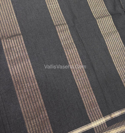 Semi Tussar Silk  - Black Shade - VVSTS042
