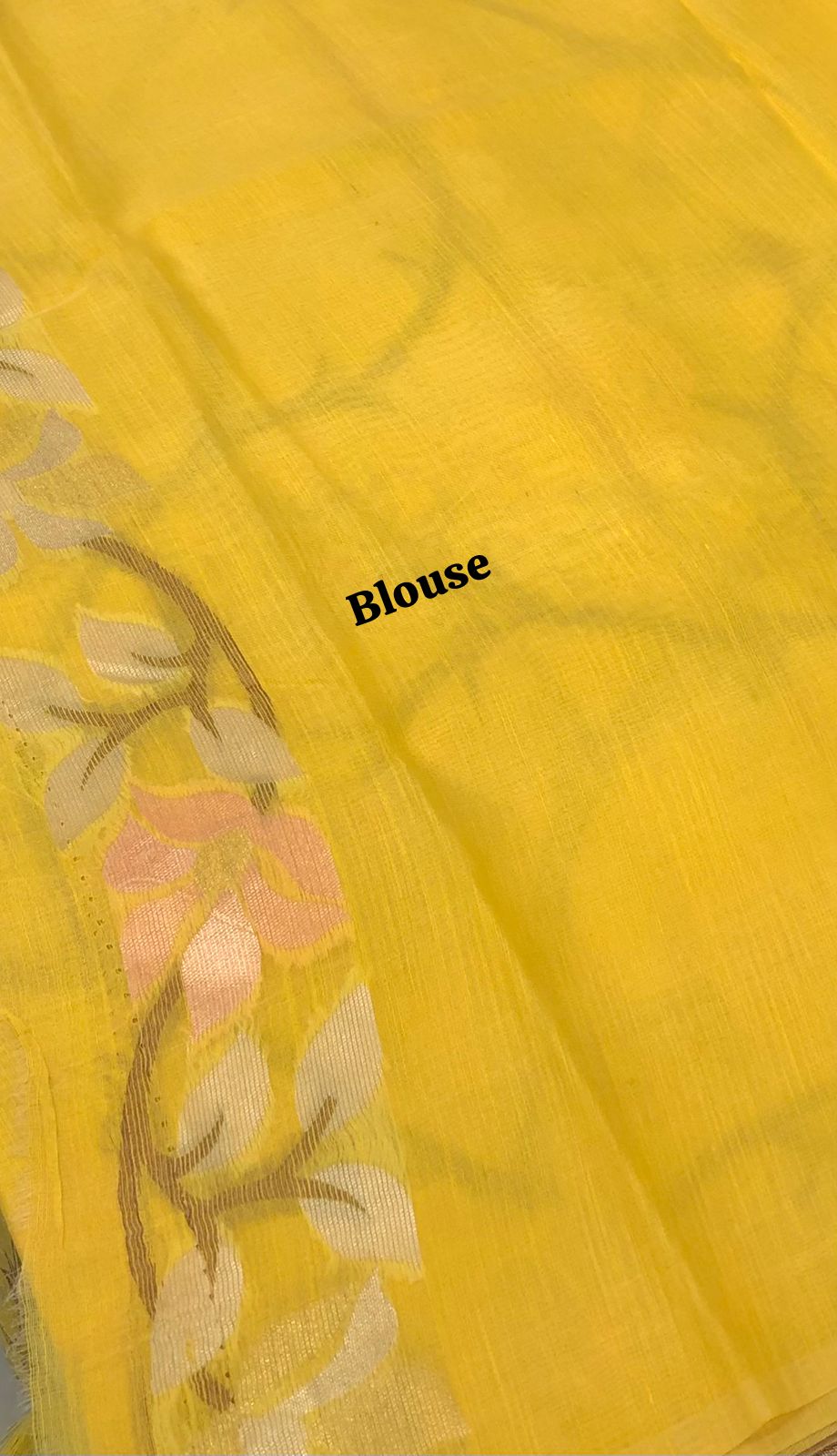 Semi Raw Silk with Jamdhani Design Weaving - Yellow Shade - VVRS001