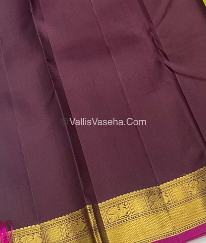 Pure Kanchipuram Silk Saree - Mehandi Green & Brownish Wine Combo - VVPS014