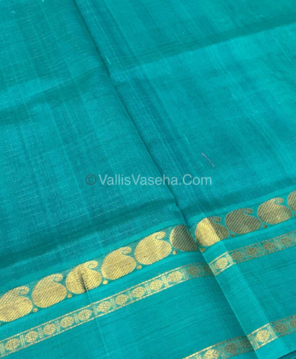 Pure Korvai Silk Cotton - Violet with Blue - Checks Pattern - VVKSC008
