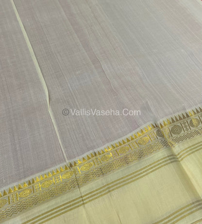 Pure Korvai Silk Cotton - Retta Petta Border - Red with Half White( Light Cream) Combo - VVKSC010